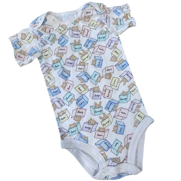 Carter's Other - Vintage Carter's 0-3M Baby Bodysuit Bunny Kitty Bear Blocks Onesie
